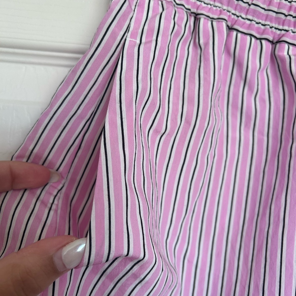 4/$20 Zara NWT Pink Striped poplin Women's Shorts with Drawstrings- size S - Picture 5 of 8